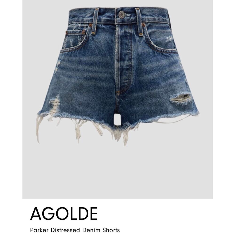 NWOT AGOLDE Parker Distressed Shorts in Dark Swapmeat sz 31 retail $148